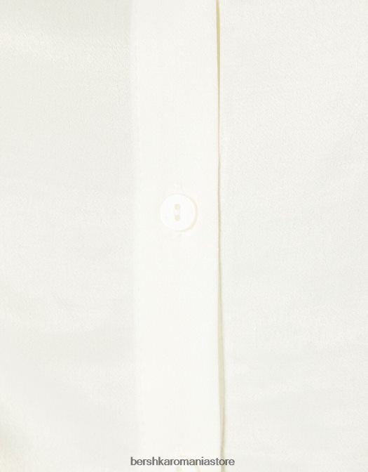 Bershka femei cămașă din satin decupată cu mânecă lungă cremă Z86D924 îmbrăcăminte