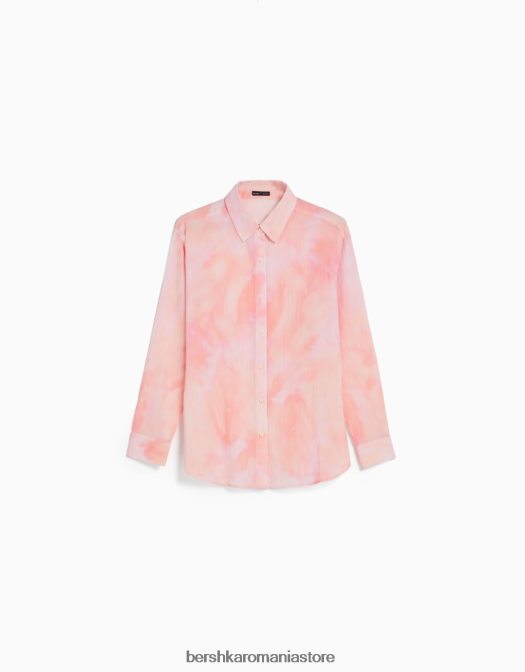Bershka femei cămașă oversize din crepon cu mânecă lungă multicolor Z86D2025 îmbrăcăminte