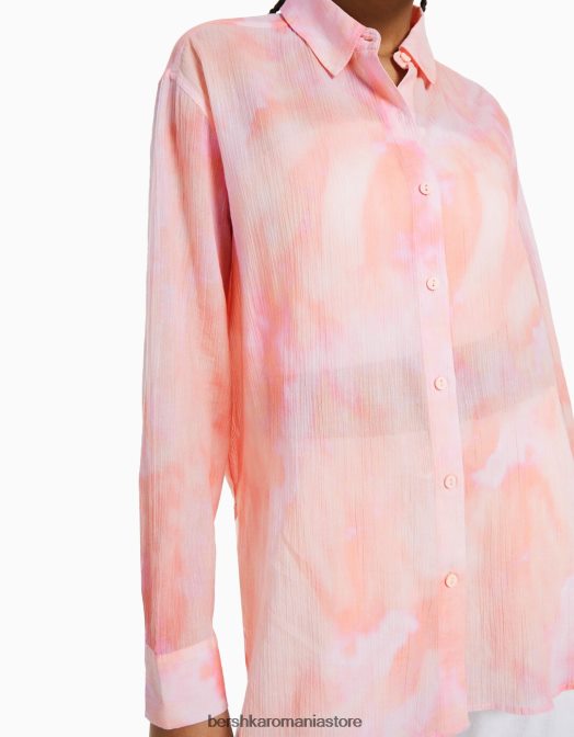 Bershka femei cămașă oversize din crepon cu mânecă lungă multicolor Z86D918 îmbrăcăminte