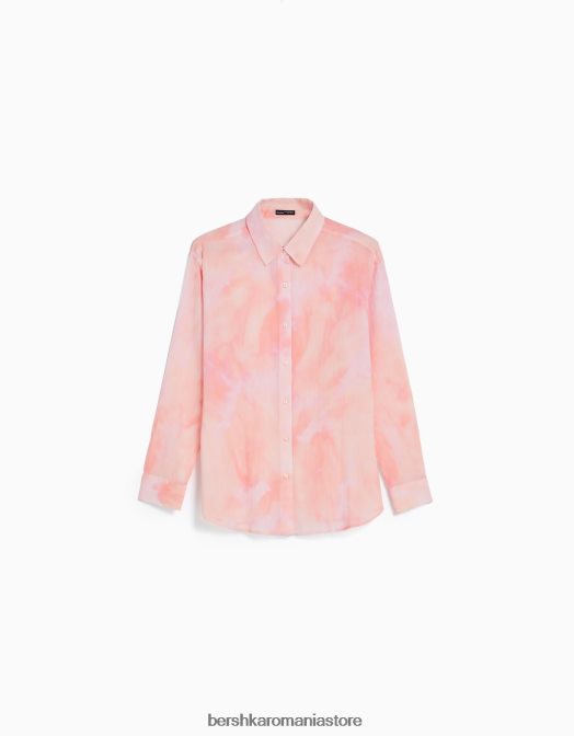 Bershka femei cămașă oversize din crepon cu mânecă lungă multicolor Z86D918 îmbrăcăminte