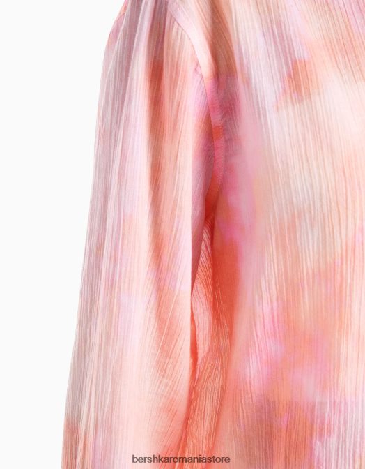 Bershka femei cămașă oversize din crepon cu mânecă lungă multicolor Z86D918 îmbrăcăminte