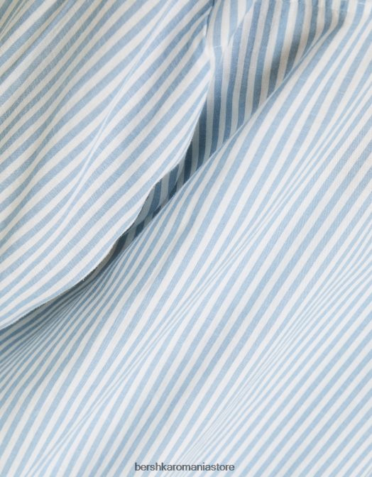 Bershka femei cămașă oversize din in cu mânecă lungă albastru deschis Z86D902 îmbrăcăminte