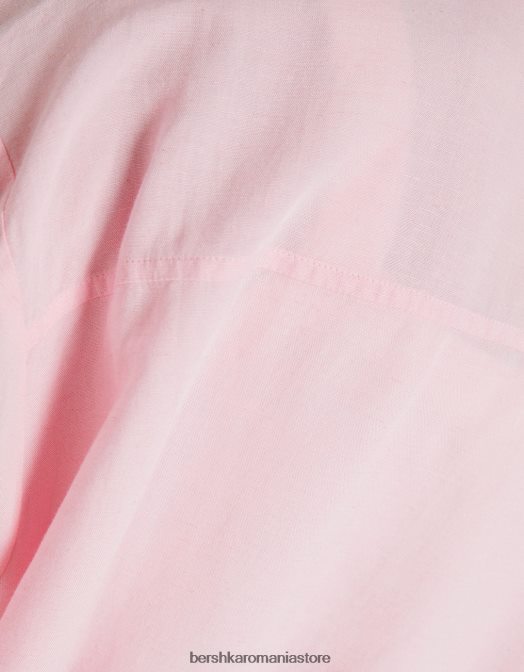 Bershka femei cămașă oversize din in cu mânecă lungă roz Z86D904 îmbrăcăminte