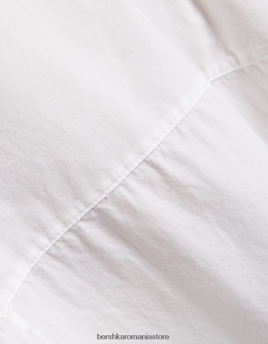 Bershka femei cămașă oversize din poplin cu mânecă lungă alb Z86D927 îmbrăcăminte