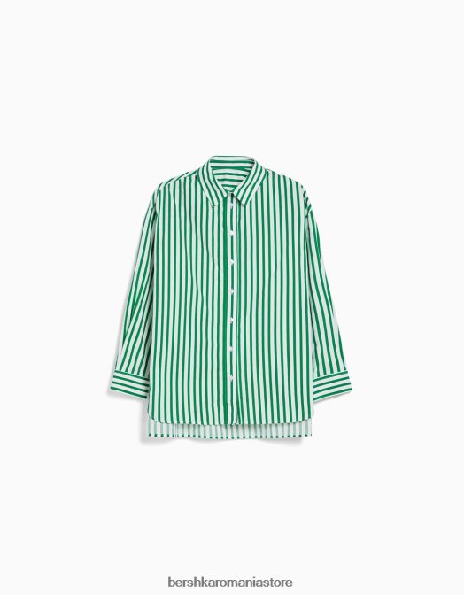 Bershka femei cămașă oversize din poplin cu mânecă lungă verde Z86D928 îmbrăcăminte