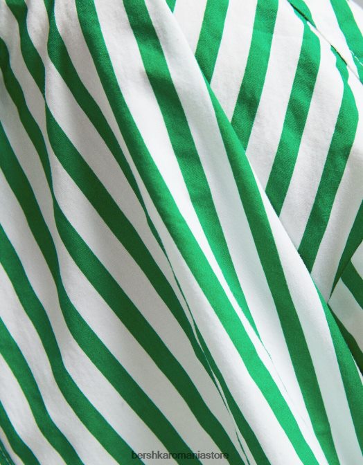 Bershka femei cămașă oversize din poplin cu mânecă lungă verde Z86D928 îmbrăcăminte