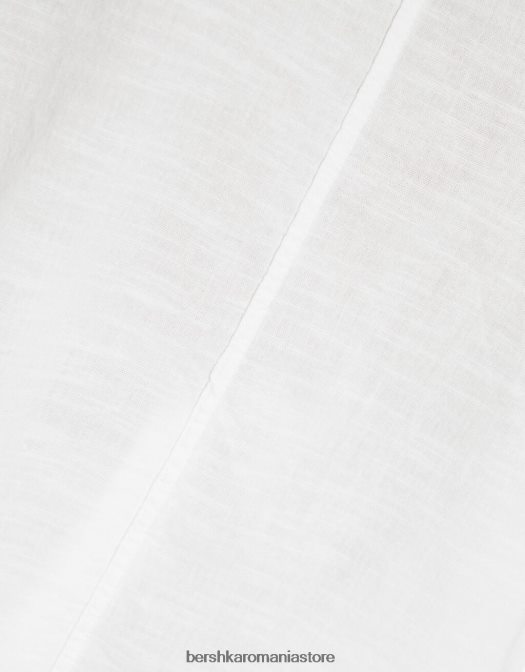 Bershka femei cămașă rustică cu mânecă scurtă în stil kimono alb Z86D913 îmbrăcăminte