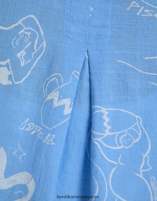 Bershka femei cămașă rustică texturată cu mânecă scurtă exclusiv Z86D908 îmbrăcăminte