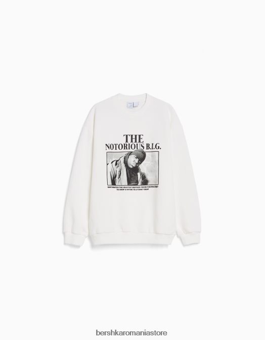 Bershka femei Celebrul mare. hanorac imprimat alb Z86D1212 îmbrăcăminte