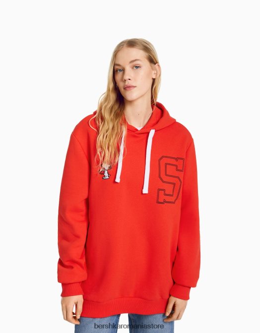 Bershka femei hanorac brodat snoopy roșu Z86D1240 îmbrăcăminte
