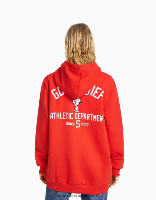 Bershka femei hanorac brodat snoopy roșu Z86D1240 îmbrăcăminte