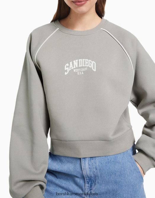 Bershka femei hanorac contrastant gri Z86D1260 îmbrăcăminte