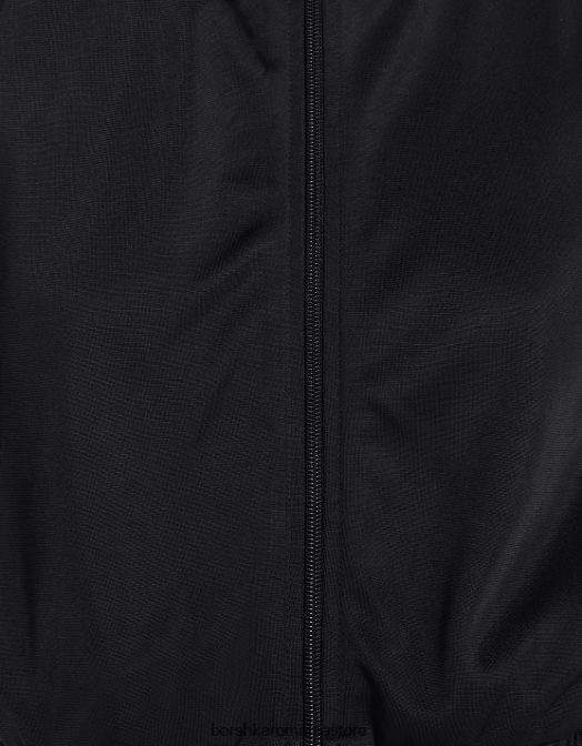 Bershka femei hanorac cu fermoar și dungi laterale negru Z86D1239 îmbrăcăminte