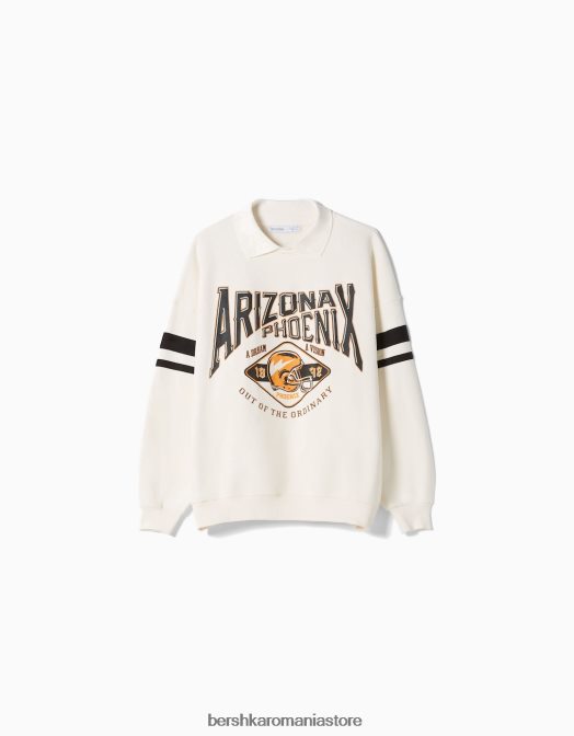 Bershka femei hanorac cu guler polo bej Z86D1275 îmbrăcăminte