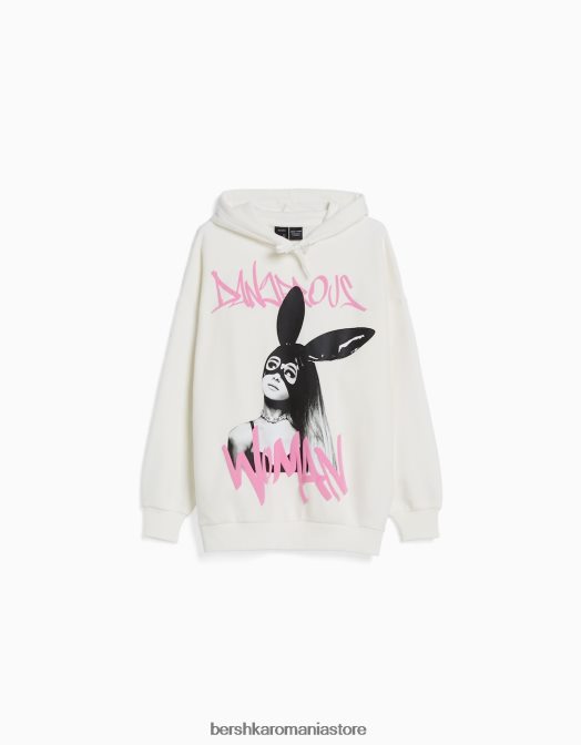 Bershka femei hanorac cu imprimeu ariana grande aproape alb Z86D1209 îmbrăcăminte