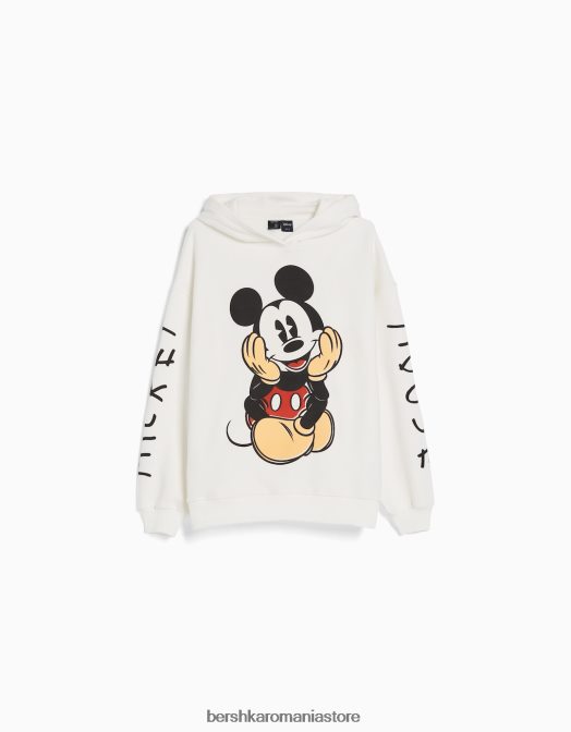 Bershka femei hanorac cu imprimeu mickey aproape alb Z86D1279 îmbrăcăminte