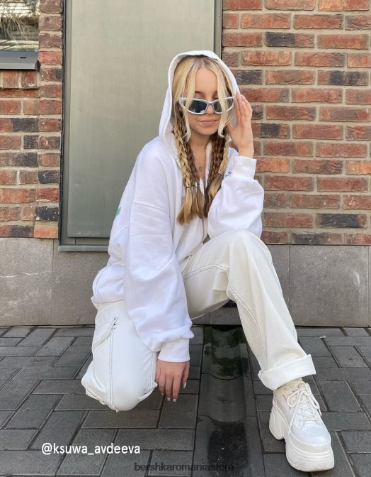 Bershka femei hanorac cu imprimeu varsity cu fermoar cremă Z86D1271 îmbrăcăminte