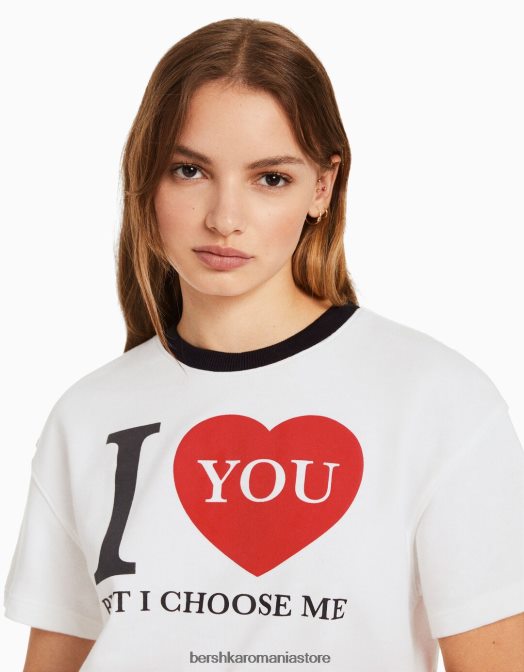 Bershka femei hanorac decupat imprimat cu maneca scurta cremă Z86D638 îmbrăcăminte