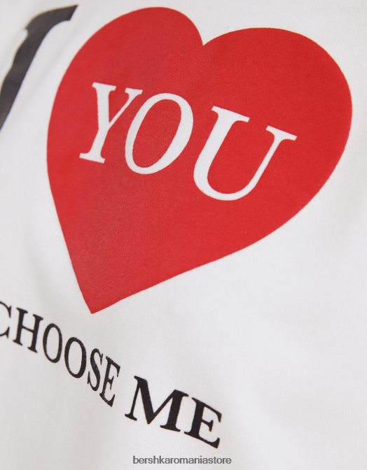 Bershka femei hanorac decupat imprimat cu maneca scurta cremă Z86D638 îmbrăcăminte