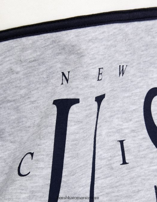 Bershka femei hanorac imprimat cu gât înalt gri Z86D1229 îmbrăcăminte