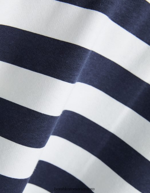 Bershka femei hanorac imprimat cu guler polo cremă Z86D1262 îmbrăcăminte