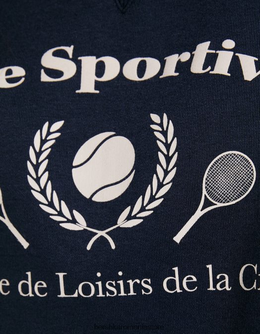 Bershka femei hanorac imprimat cu guler polo marina Z86D1258 îmbrăcăminte