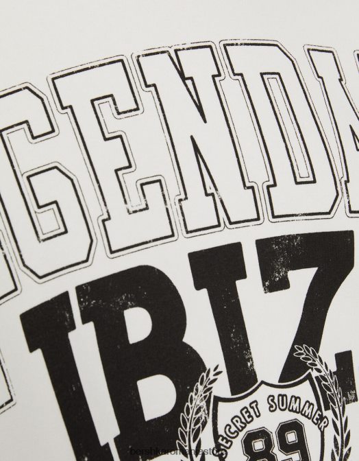 Bershka femei hanorac imprimat cu maneca lunga cremă Z86D1237 îmbrăcăminte