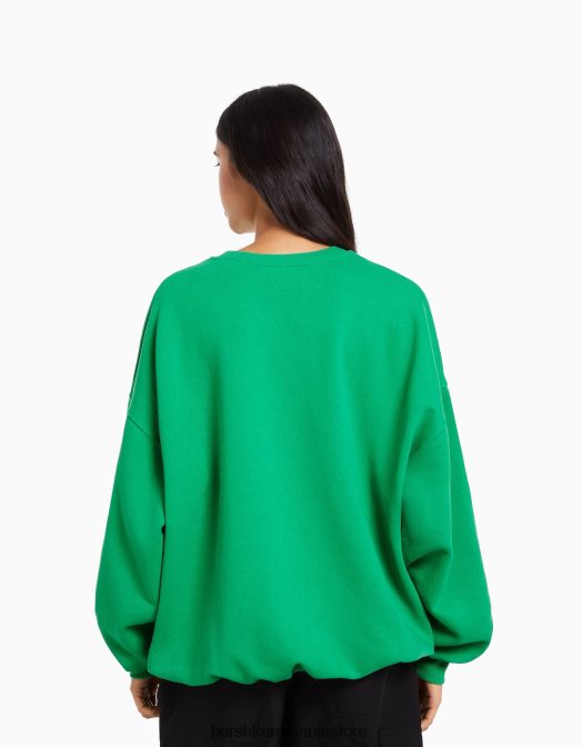 Bershka femei hanorac imprimat cu maneca lunga verde Z86D1235 îmbrăcăminte