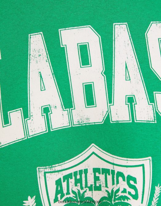 Bershka femei hanorac imprimat cu maneca lunga verde Z86D1235 îmbrăcăminte