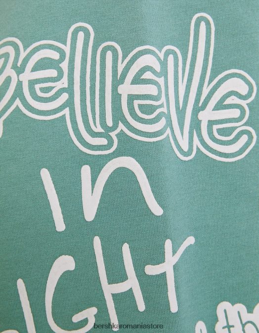 Bershka femei hanorac imprimat verde Z86D1252 îmbrăcăminte