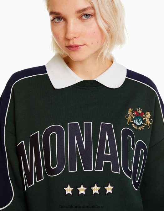 Bershka femei hanorac imprimat verde Z86D1274 îmbrăcăminte