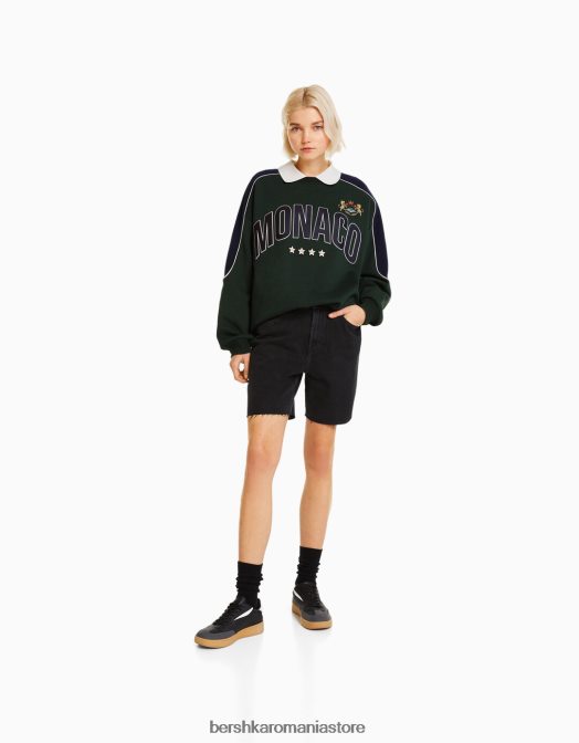 Bershka femei hanorac imprimat verde Z86D1274 îmbrăcăminte