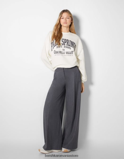 Bershka femei hanorac oversize imprimat alb Z86D1220 îmbrăcăminte