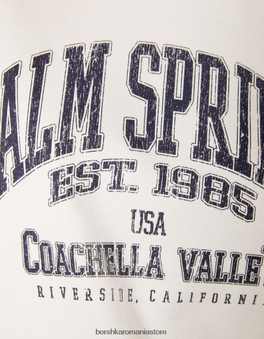 Bershka femei hanorac oversize imprimat alb Z86D1220 îmbrăcăminte