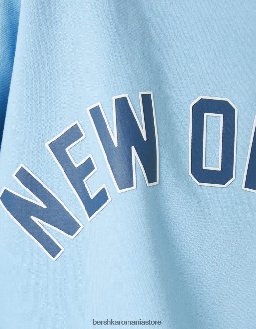 Bershka femei hanorac oversize imprimat albastru deschis Z86D1248 îmbrăcăminte