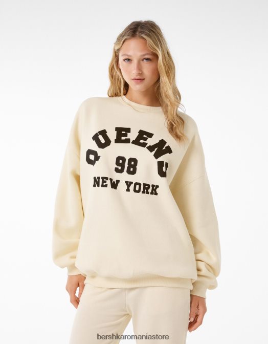Bershka femei hanorac oversize imprimat bej Z86D1246 îmbrăcăminte
