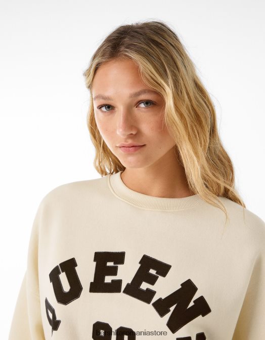 Bershka femei hanorac oversize imprimat bej Z86D1246 îmbrăcăminte