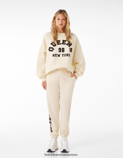 Bershka femei hanorac oversize imprimat bej Z86D1246 îmbrăcăminte
