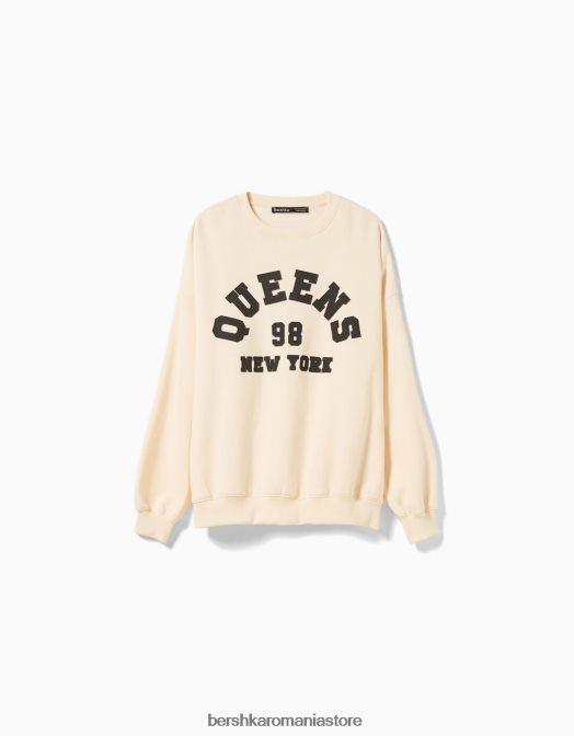 Bershka femei hanorac oversize imprimat bej Z86D1246 îmbrăcăminte