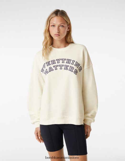 Bershka femei hanorac oversize imprimat cremă Z86D1222 îmbrăcăminte