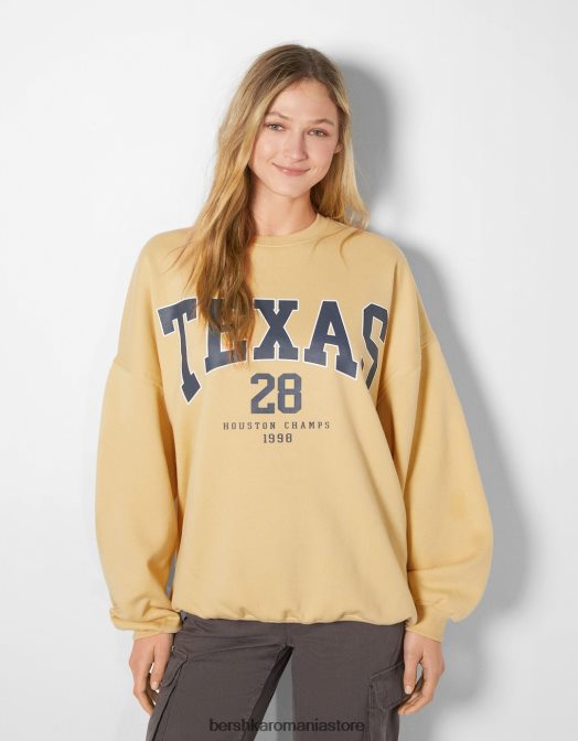 Bershka femei hanorac oversize imprimat galben Z86D1249 îmbrăcăminte
