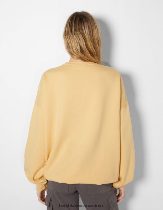 Bershka femei hanorac oversize imprimat galben Z86D1249 îmbrăcăminte