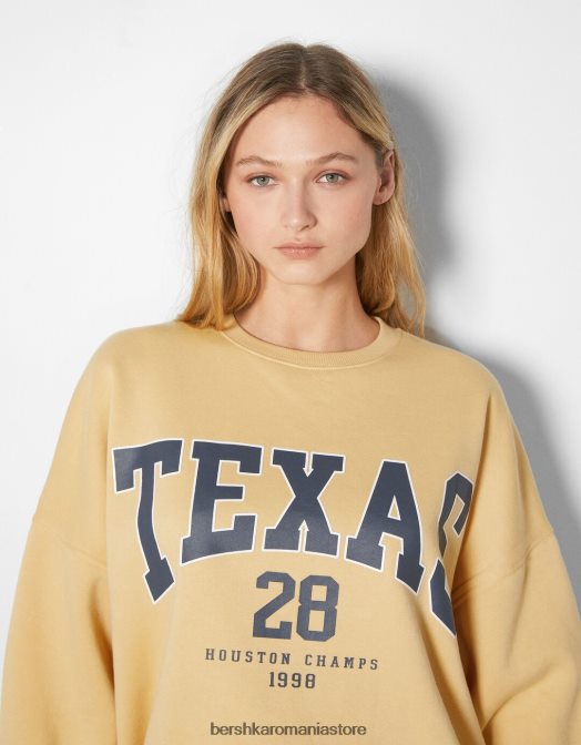 Bershka femei hanorac oversize imprimat galben Z86D1249 îmbrăcăminte