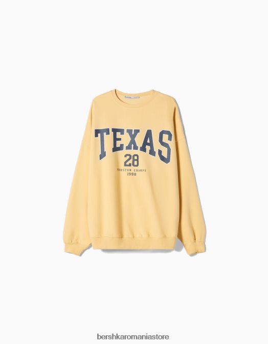 Bershka femei hanorac oversize imprimat galben Z86D1249 îmbrăcăminte