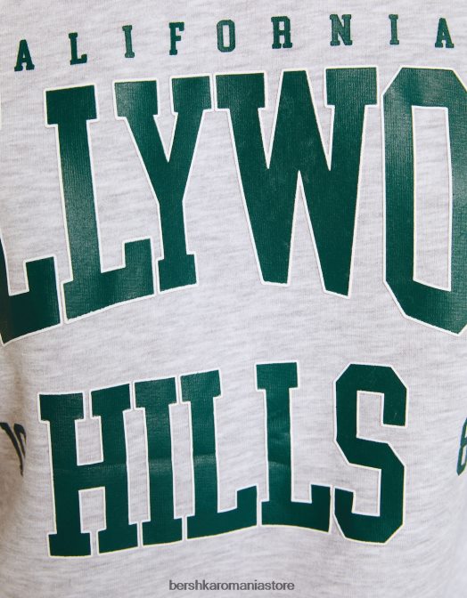 Bershka femei hanorac oversize imprimat gri Z86D1217 îmbrăcăminte