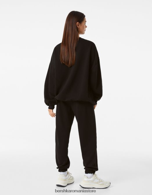 Bershka femei hanorac oversize imprimat negru Z86D1244 îmbrăcăminte