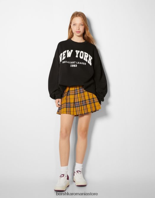 Bershka femei hanorac oversize imprimat negru Z86D1247 îmbrăcăminte
