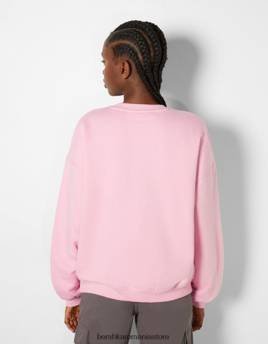 Bershka femei hanorac oversize imprimat roz Z86D1223 îmbrăcăminte