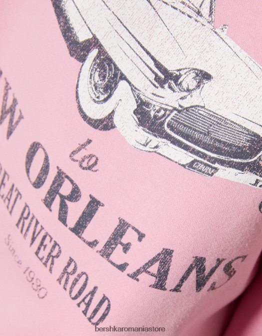 Bershka femei hanorac oversize imprimat roz Z86D1223 îmbrăcăminte