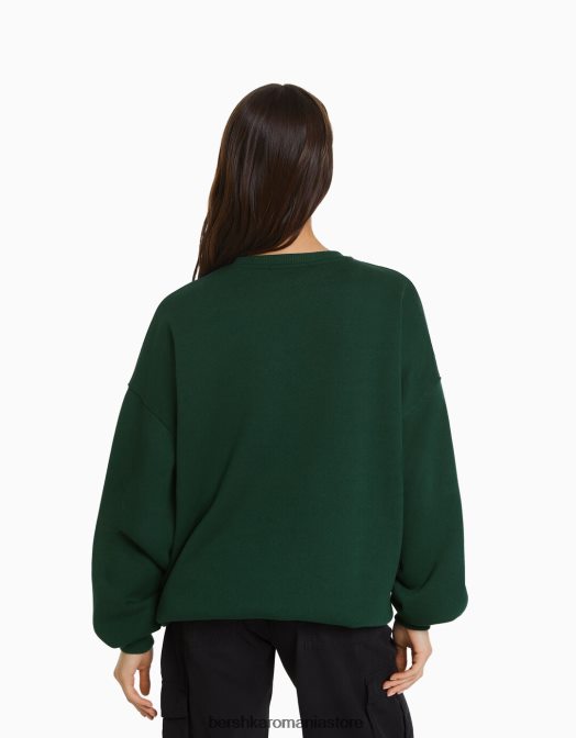 Bershka femei hanorac oversize imprimat verde Z86D1218 îmbrăcăminte